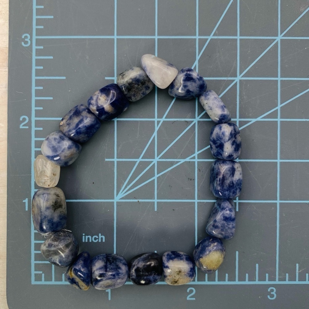 Sodalite Polished Stone Stretch Bracelet - Picture 3 of 6
